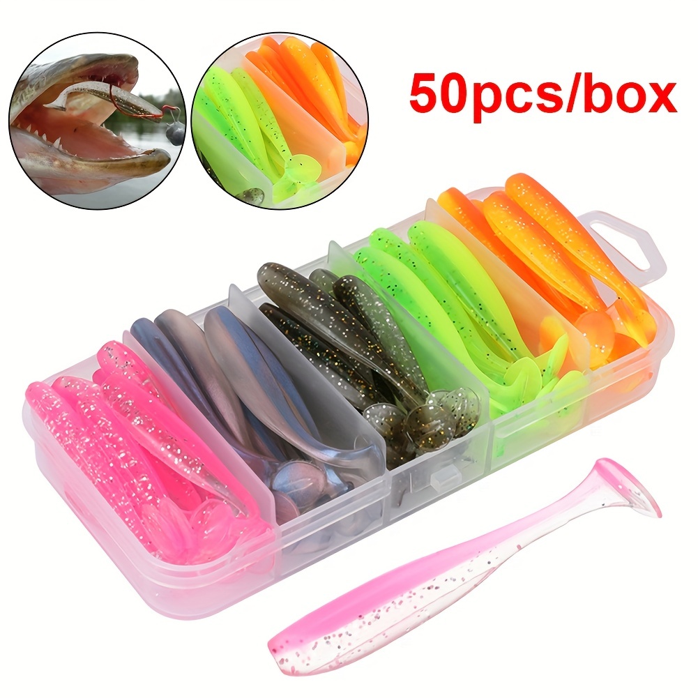50pcs/box Fishing Lure T Tail  - Fishing Lure Soft Plastic review and price